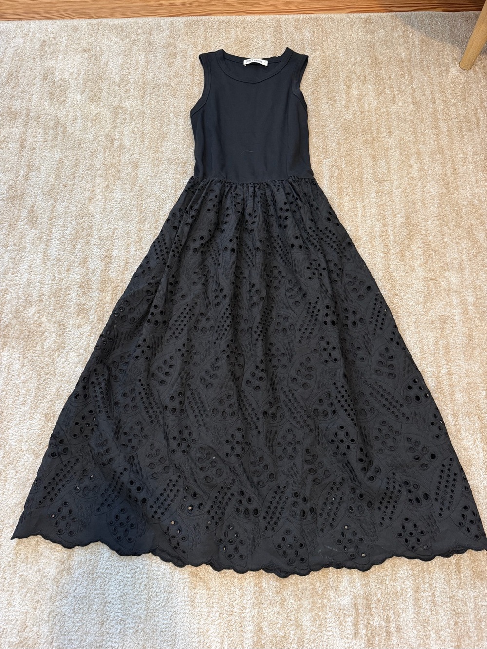 Grace Karin Black Sleeveless Eyelet Maxi Dress Top